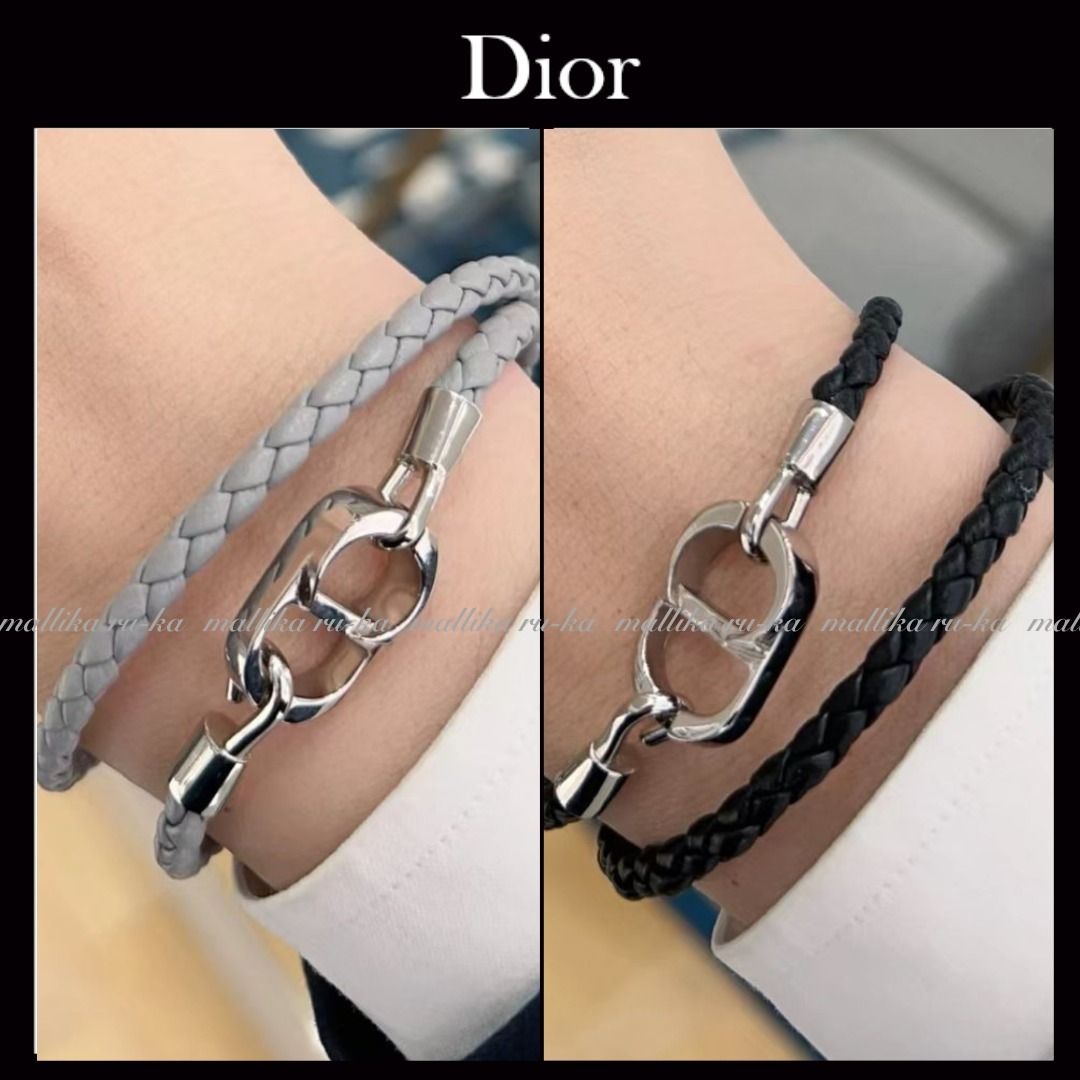 国内発【Dior】 CD Icon ブレイドレザー ダブルブレスレット (Dior