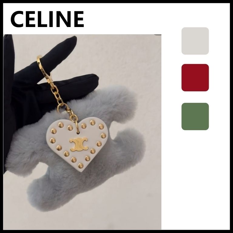 CELINE】セリーヌ トリオンフ ポンポン キーリング ハート付き (CELINE