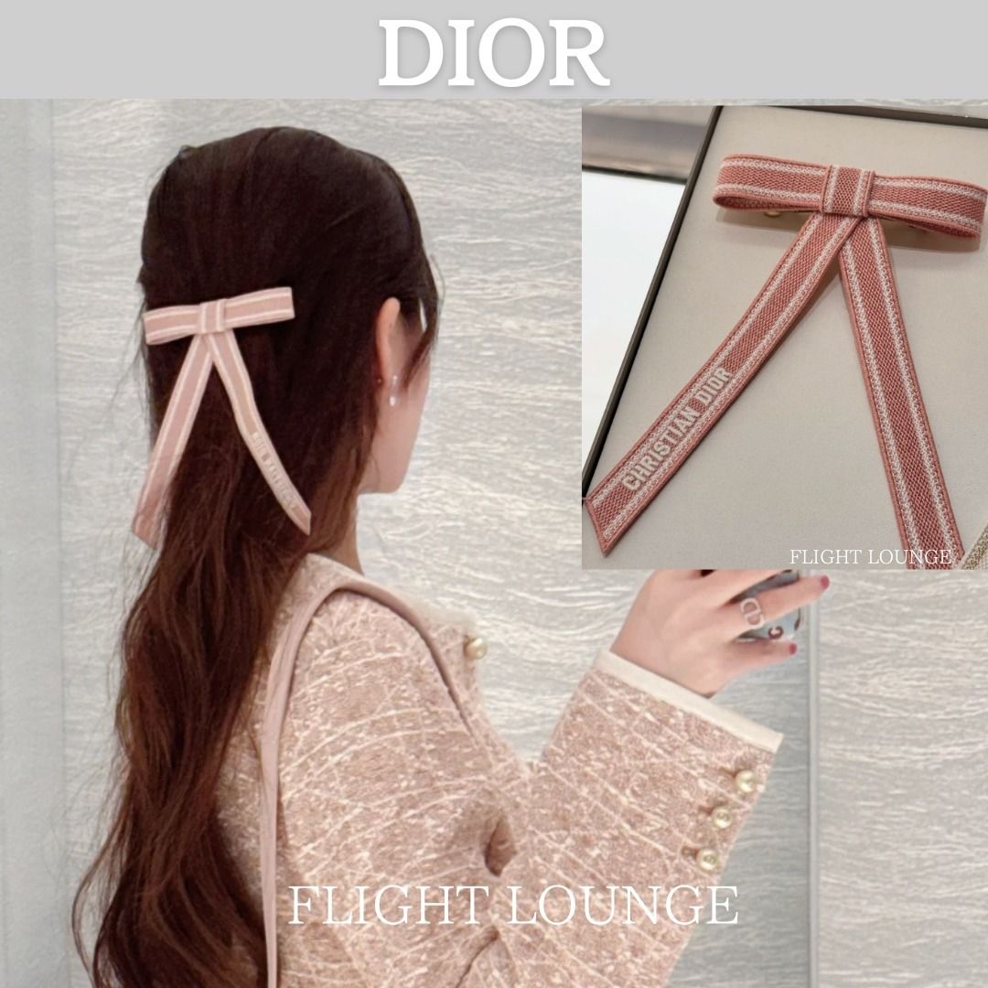 Dior ピンクのリボンバレッタ Embroidered Twist Bow (Dior/ヘア