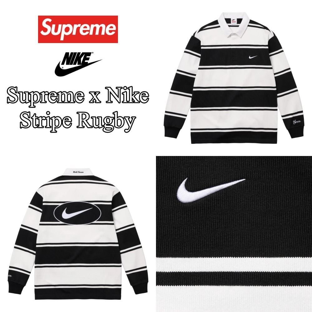 Supreme x Nike】Stripe Rugby☆Black☆25SS☆ (Supreme/Tシャツ