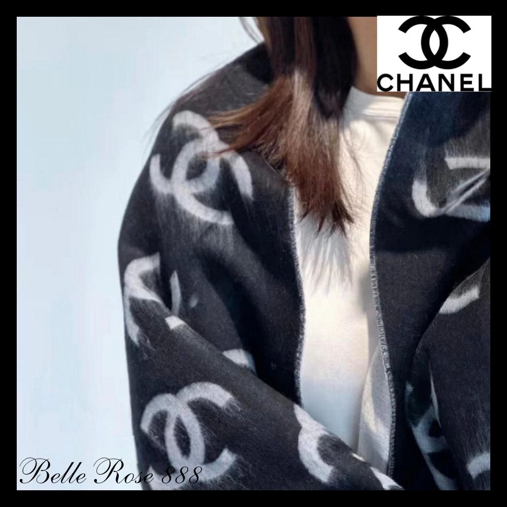 CHANEL】使い方色々♡リバーシブル ロゴマフラー 大判 (CHANEL