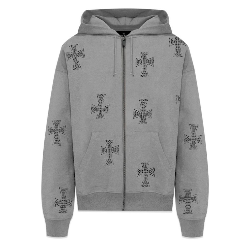 国内発送□UNKNOWN LONDON□Cross Rhinestone Zip Up Hoodie (UNKNOWN
