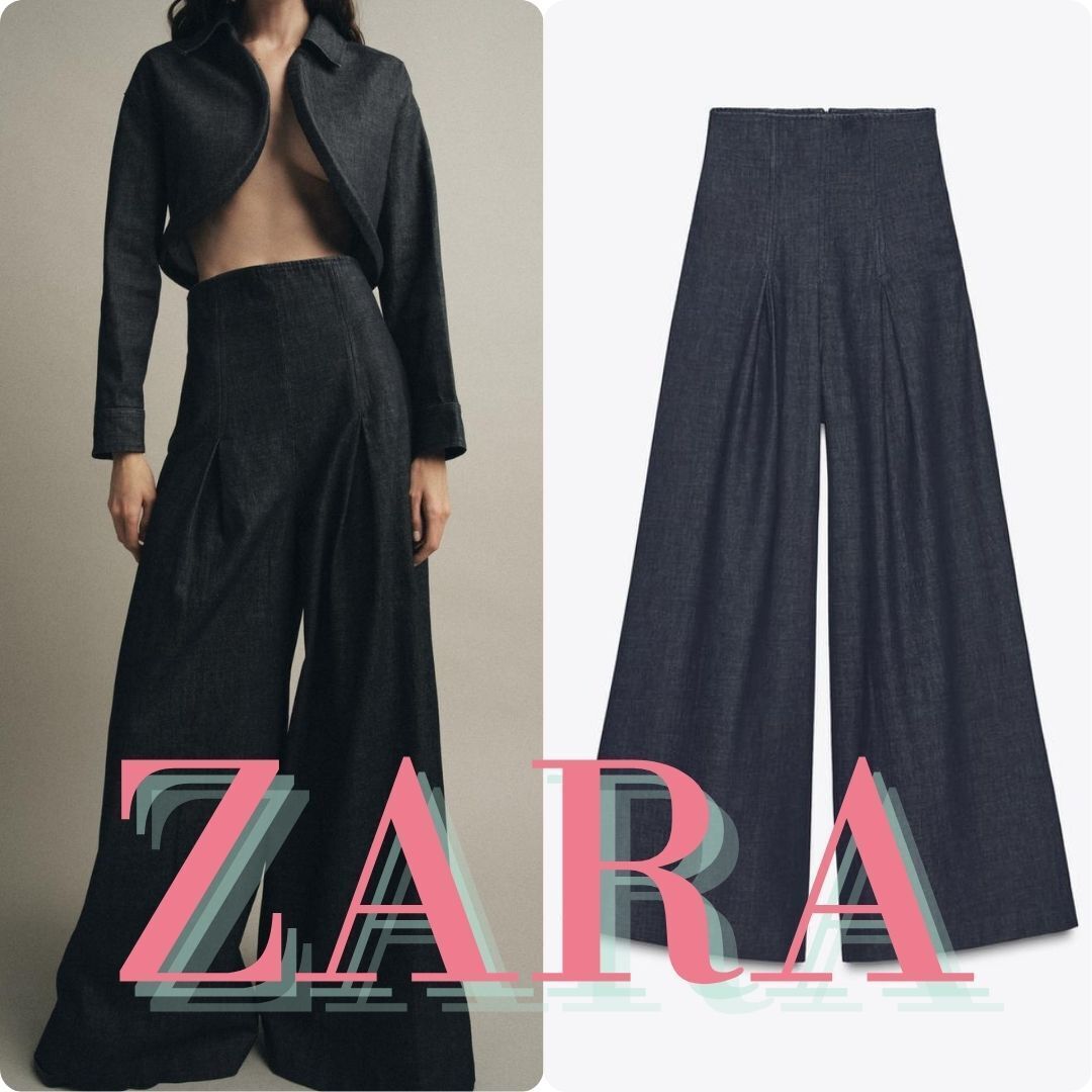 ZARA ZWコレクション ハイライズ ワイドレッグデニムパンツ (ZARA