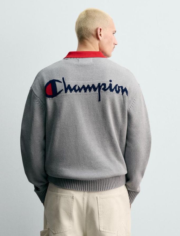 ZARA チャンピオン ストライプ パッチ ジャージー セーター 限定 (ZARA