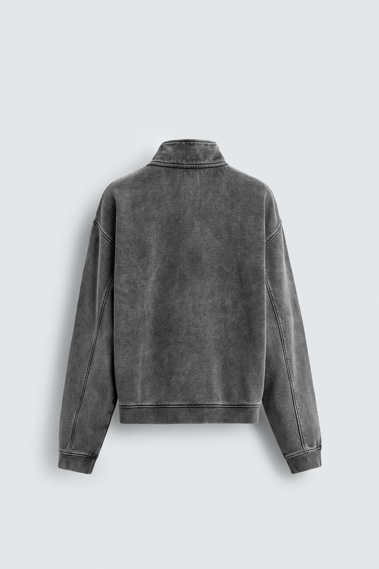 ZARA】ユーズド加工ジップネック スウェットシャツ (ZARA/スウェット