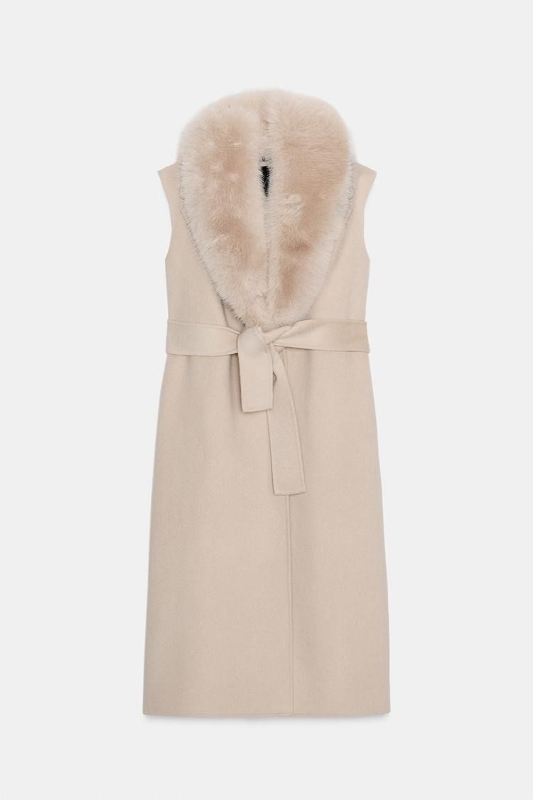 ZARA】ZW COLLECTION フェイクファーカラーベスト (ZARA/ベスト・ジレ