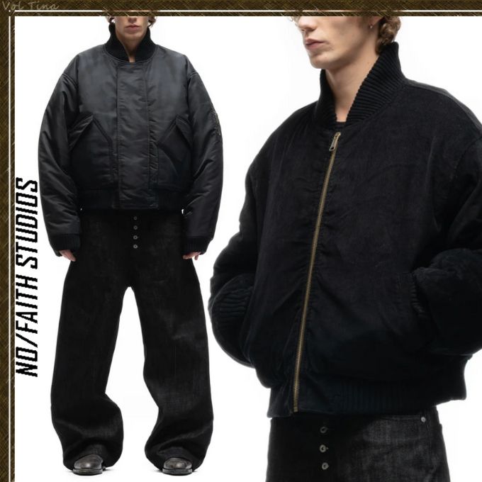 NO/FAITH STUDIOS◇REVERSIBLE BASIC ONYX BOMBER JACKET BLACK (NO