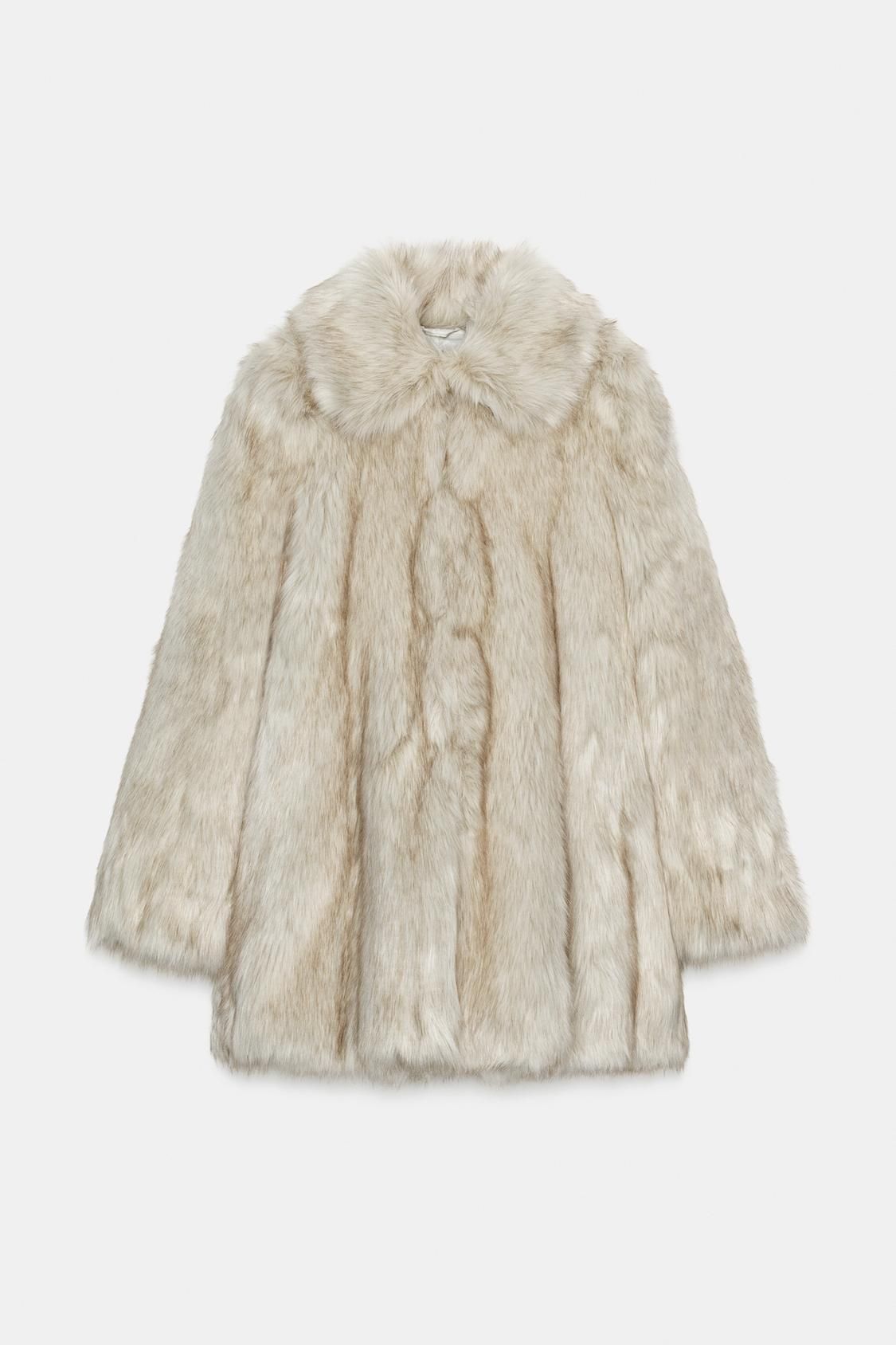 ZARA フェイクファーコート、ショルダーパッド付き 4341/815/075 (ZARA
