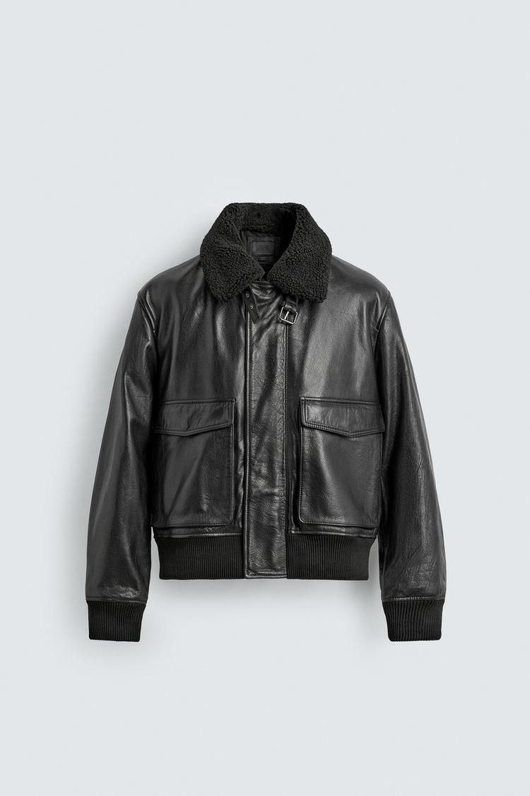 ZARA】レザー切り替えカラージャケット ブラック 5479/750/800 (ZARA