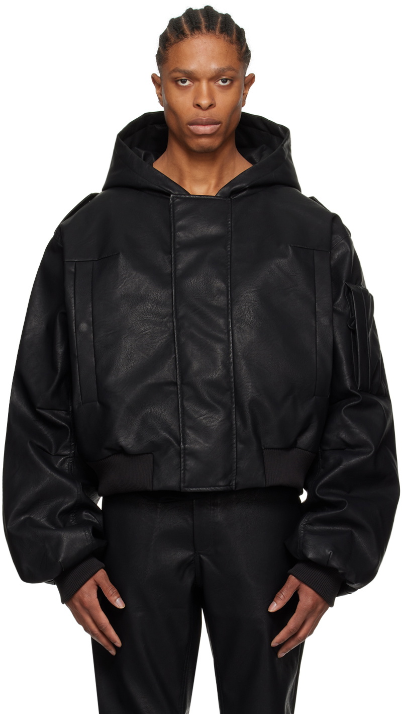 Entire Studios Black Hooded Bomber Jacket Entire Studios
