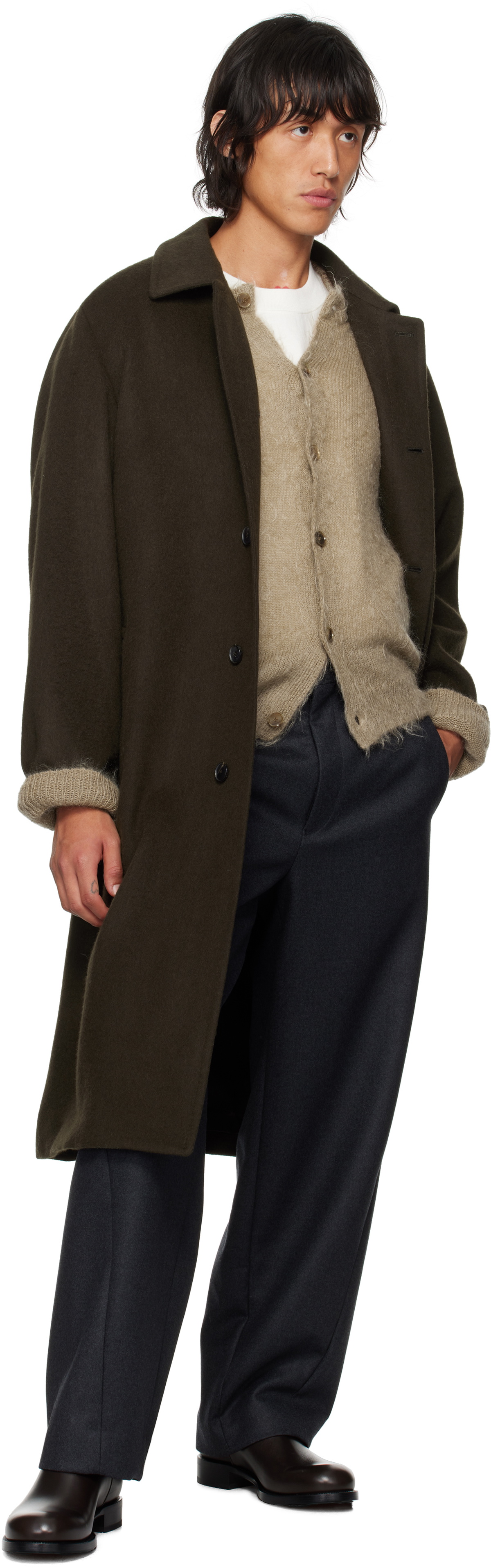 AURALEE Brown Baby Camel Flannel Coat Auralee