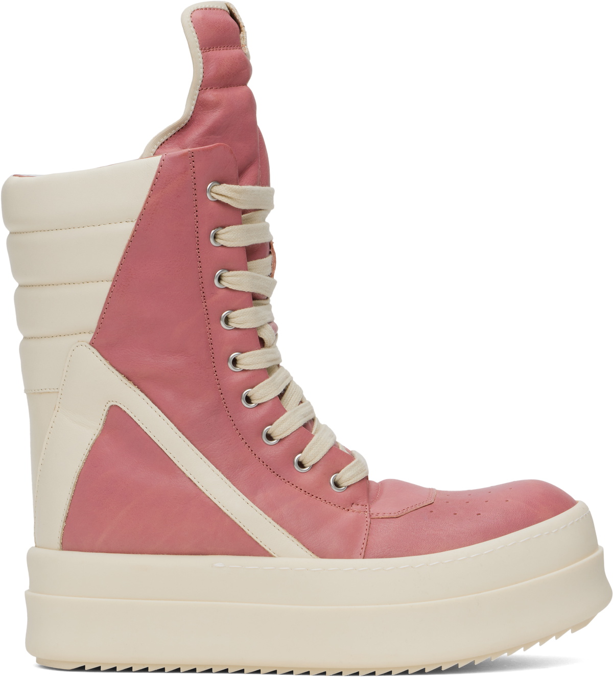 Rick Owens Pink & Off-White Porterville Mega Geobasket Sneakers
