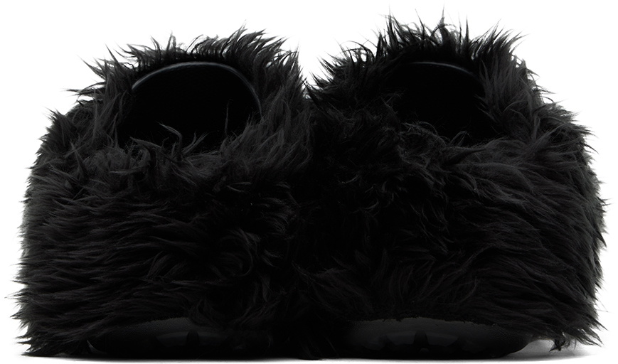 Balenciaga Black Crocs Edition Fake Fur Mules Balenciaga