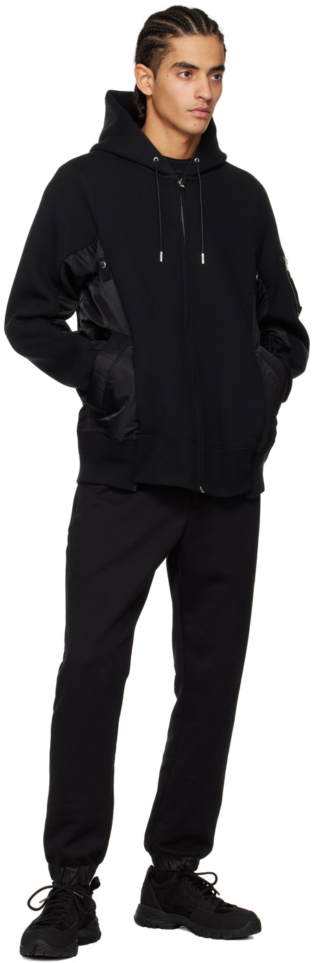 sacai Black Sponge Sweat MA-1 Zip Hoodie Sacai