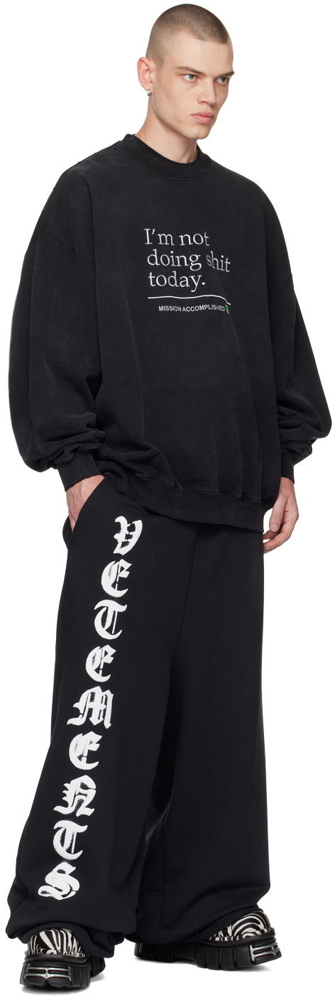 VETEMENTS Black 'I'm Not Doing Shit Today' Sweatshirt Vetements