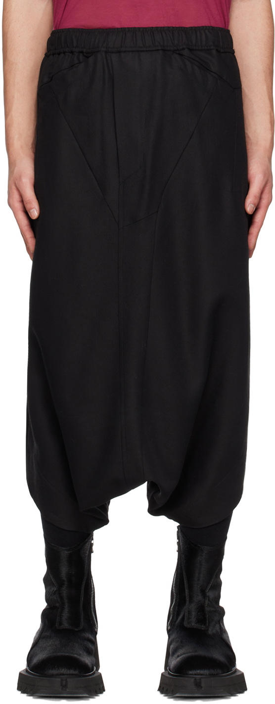 Julius Black Geometric Over Crotch Trousers Julius