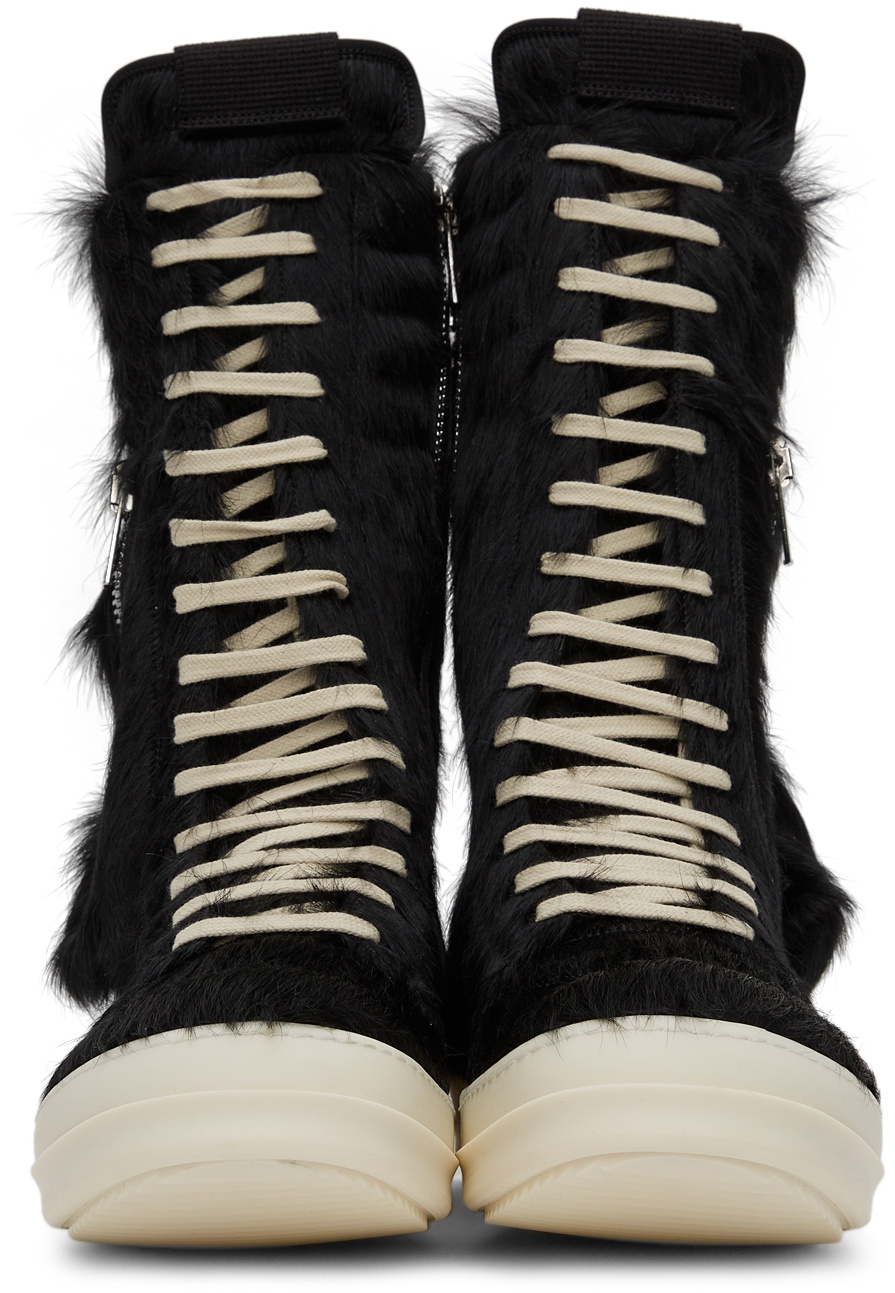 Rick Owens Black Pony Hair Cargobasket Sneakers Rick Owens