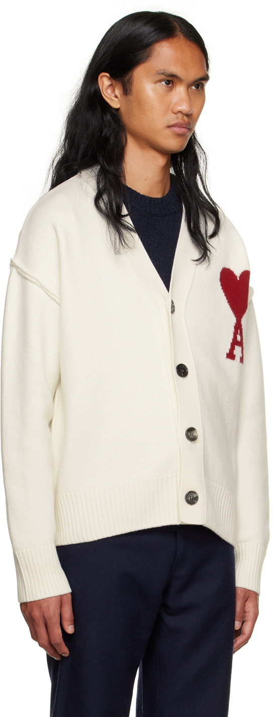 AMI Paris Off-White Ami de Cœur Cardigan AMI