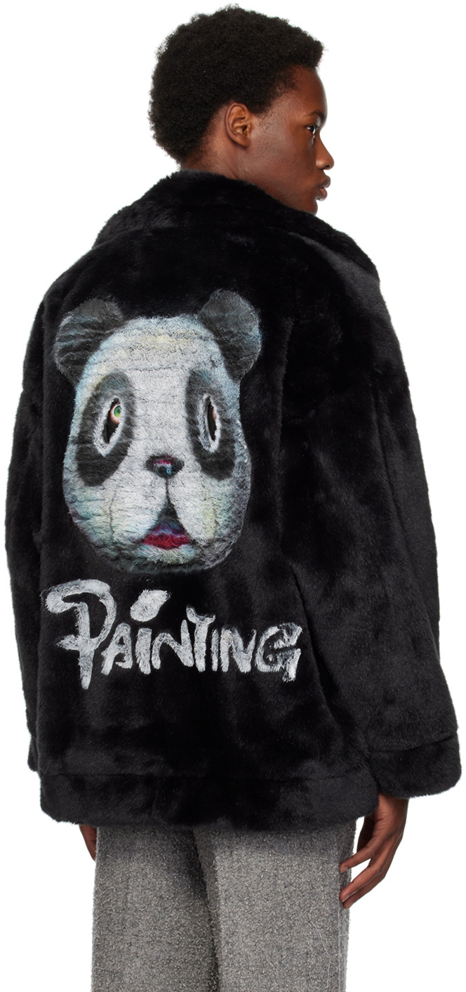 Doublet Black Hand-Painted Faux-Fur Jacket Doublet
