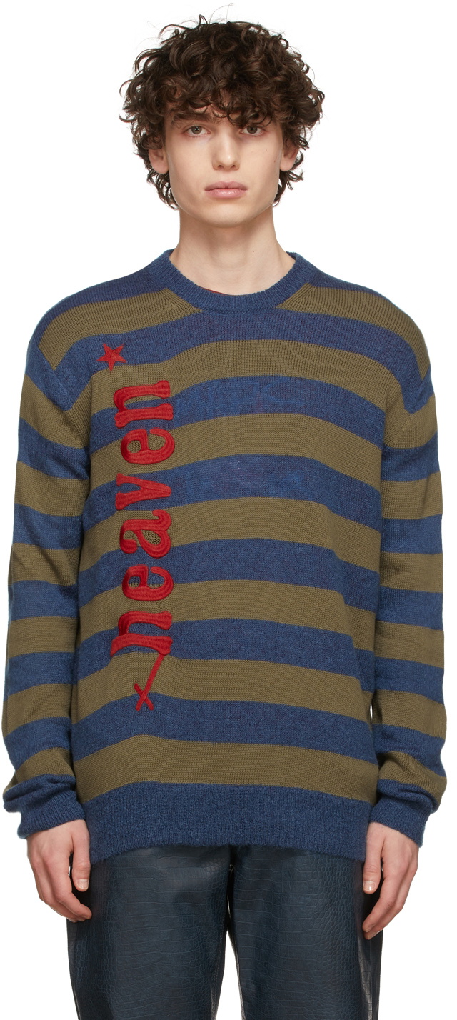 Marc Jacobs Heaven Blue & Khaki Striped Heaven Charm Sweater Marc