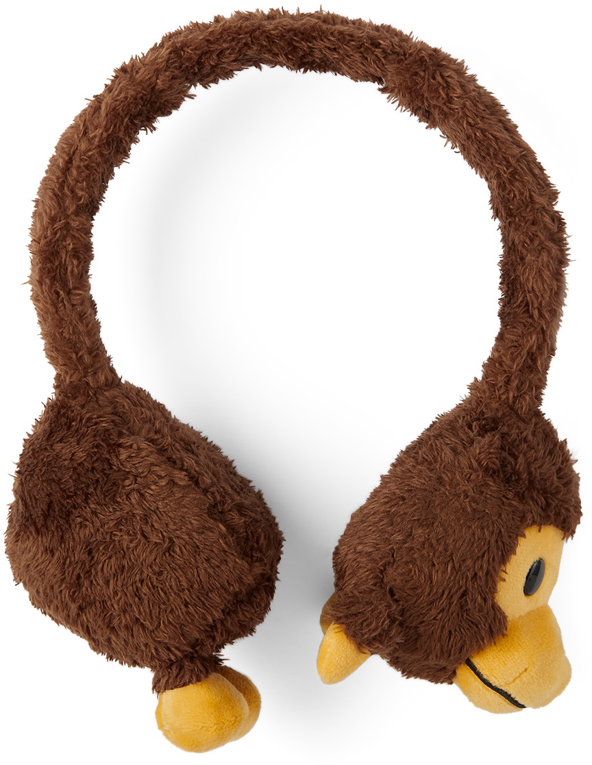 BAPE Kids Brown Milo Baby Plush Ear Muffs A Bathing Ape
