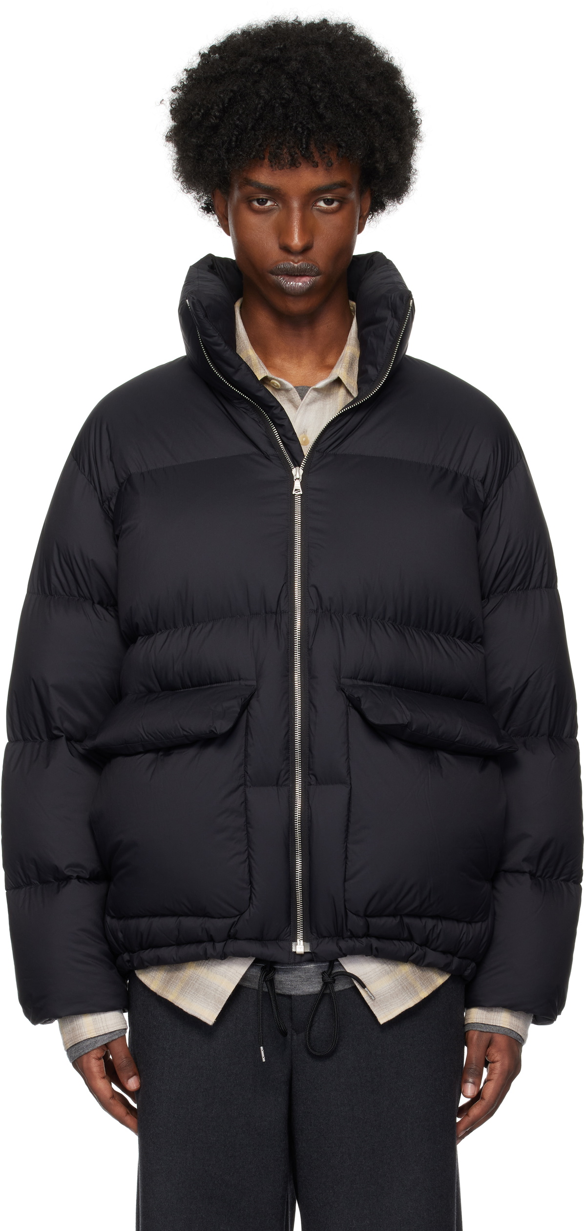 AURALEE Black Super Light Nylon Ripstop Down Jacket Auralee