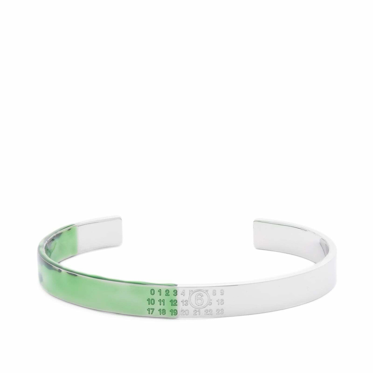MM6 Maison Margiela Men's Number Logo Cuff in Polished Silver