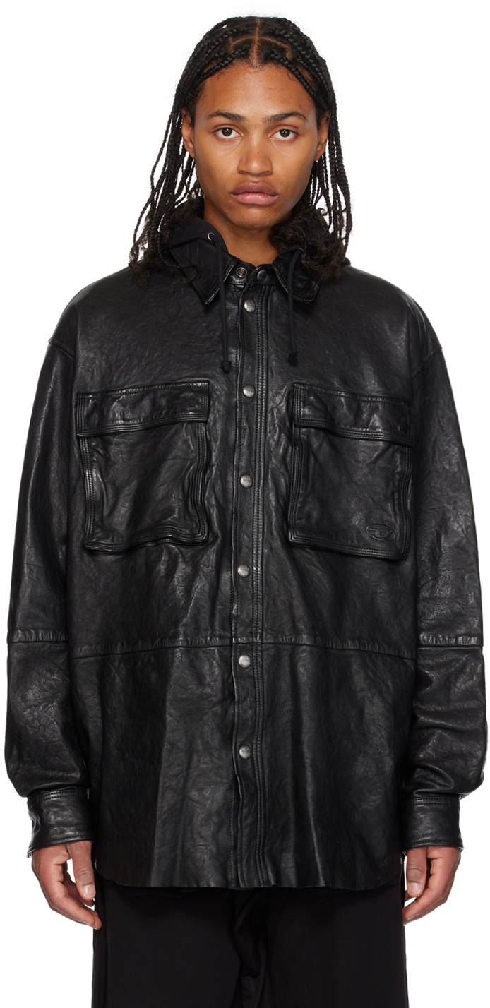 Diesel Black L-Sphinx Leather Jacket Diesel