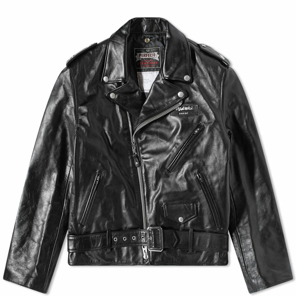 Sacai x Schott x MADSAKI Perfecto Leather Jacket in Black Sacai