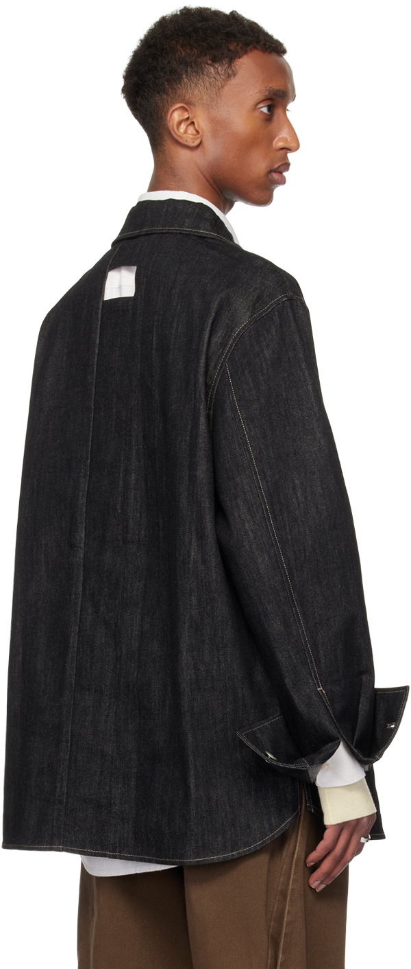 NULLUS SSENSE Exclusive Black Selvedge Denim Overall Shirt NULLUS