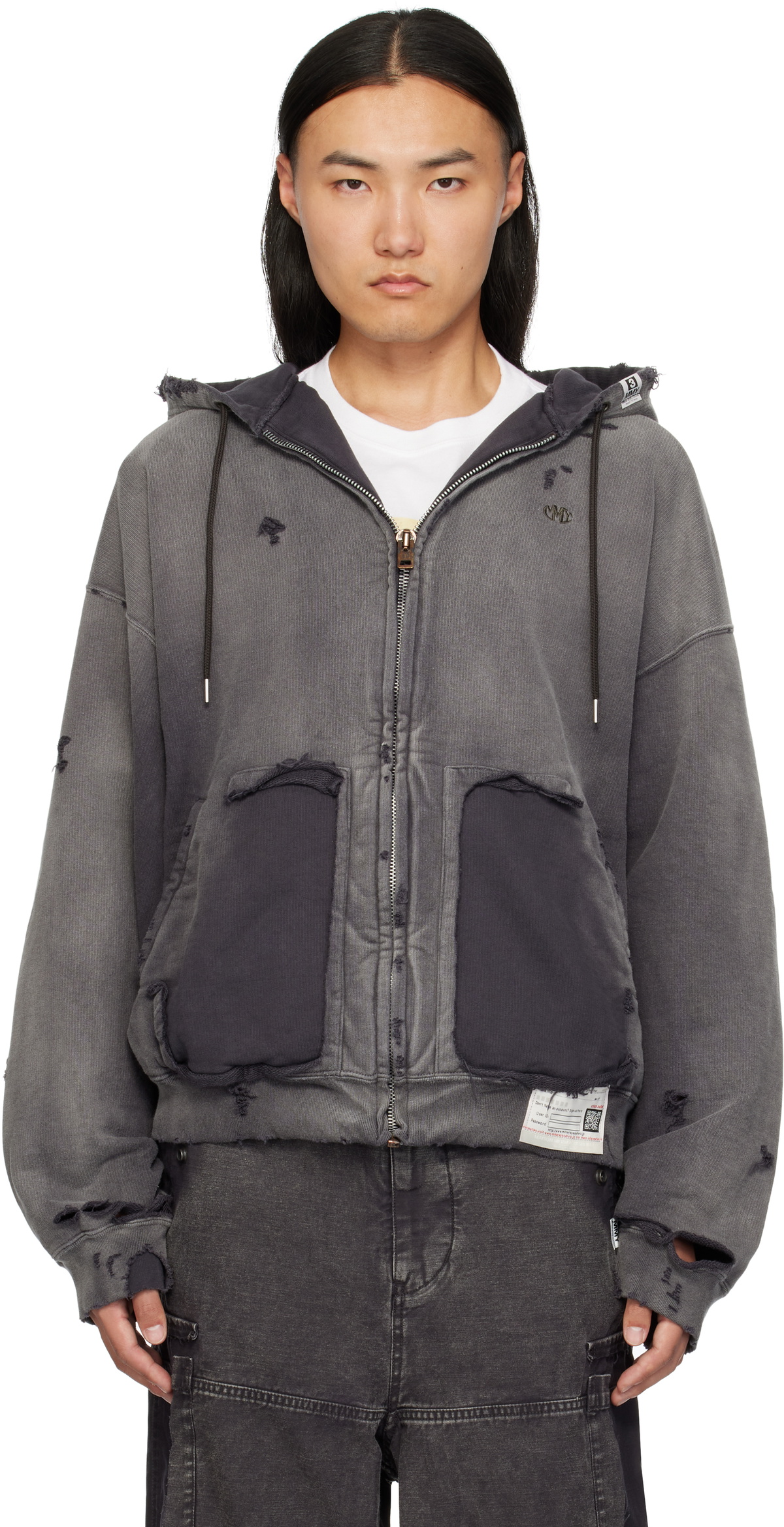 Maison MIHARA YASUHIRO Black Sun Faded Zip Hoodie Maison MIHARA