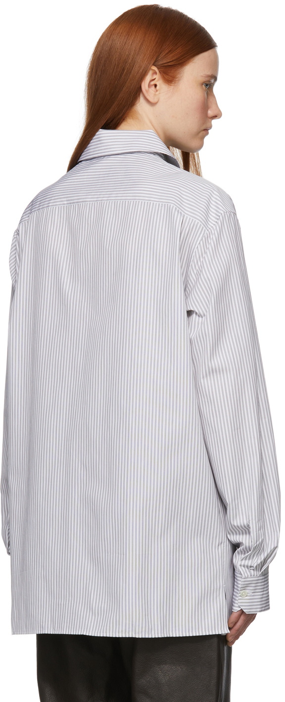LEMAIRE White Striped Convertible Collar Shirt Lemaire