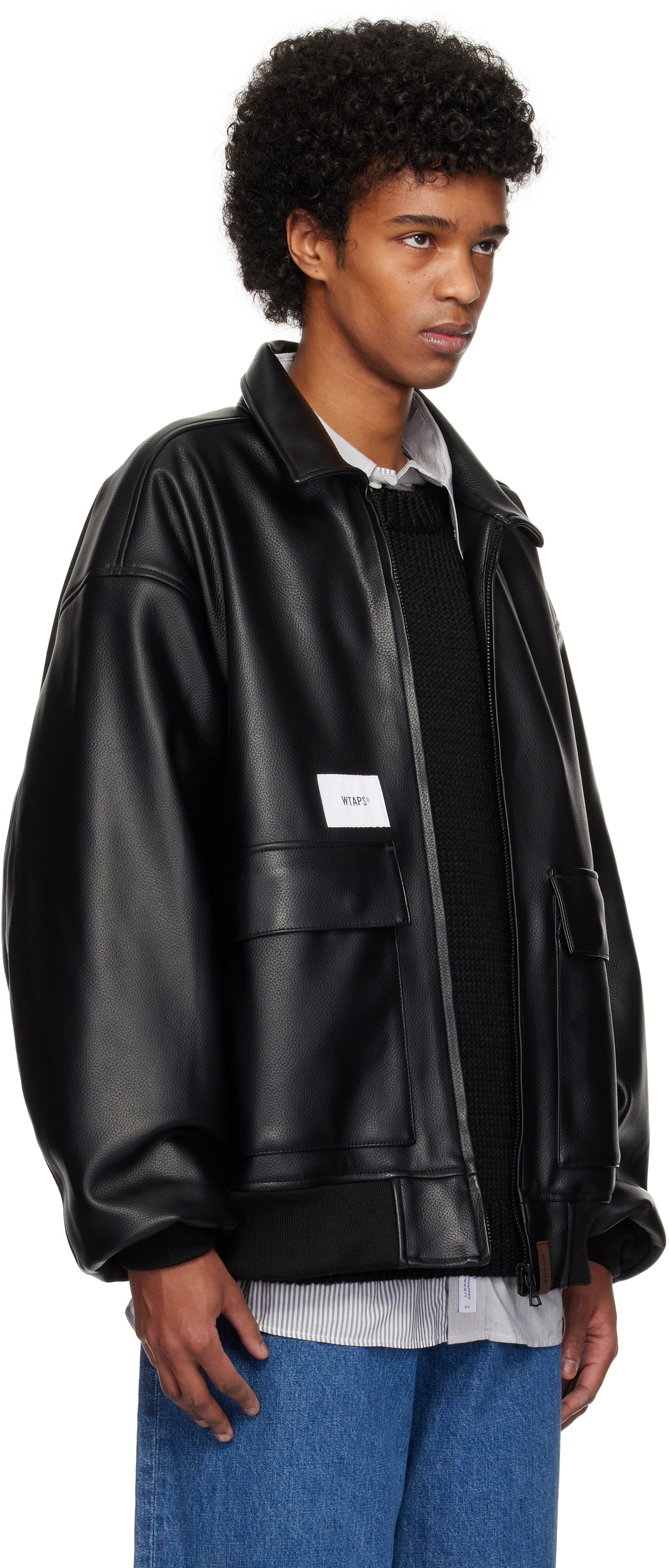 WTAPS Black WA2 Faux-Leather Jacket WTAPS