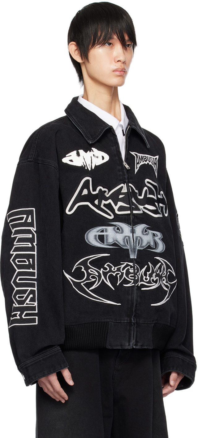 AMBUSH Black Patch Denim Bomber Jacket Ambush