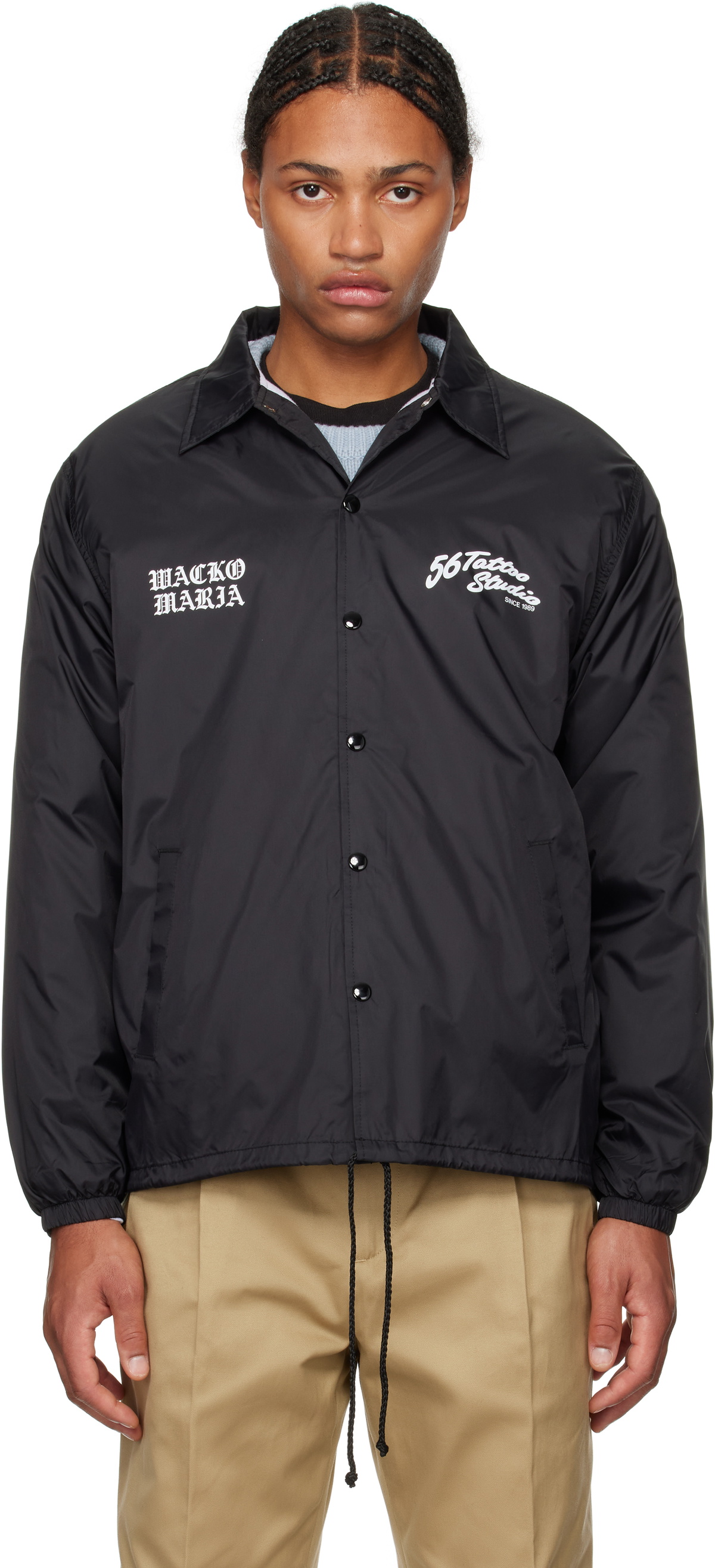 WACKO MARIA Black 56 Tattoo Studio Edition Coach Jacket Wacko Maria