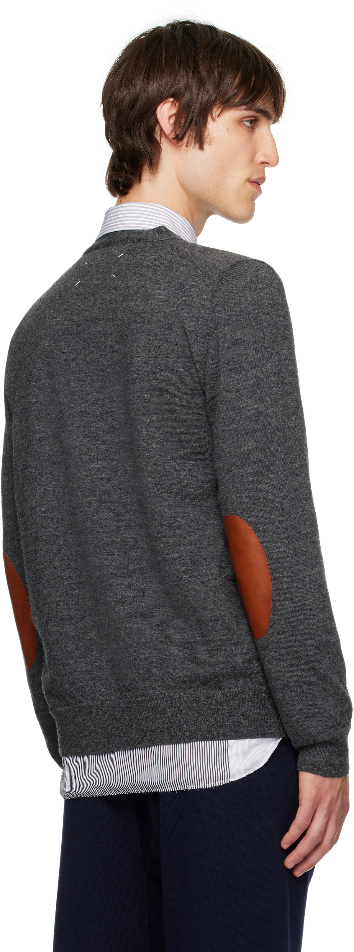 Maison Margiela Gray Elbow Patch Cardigan Maison Margiela