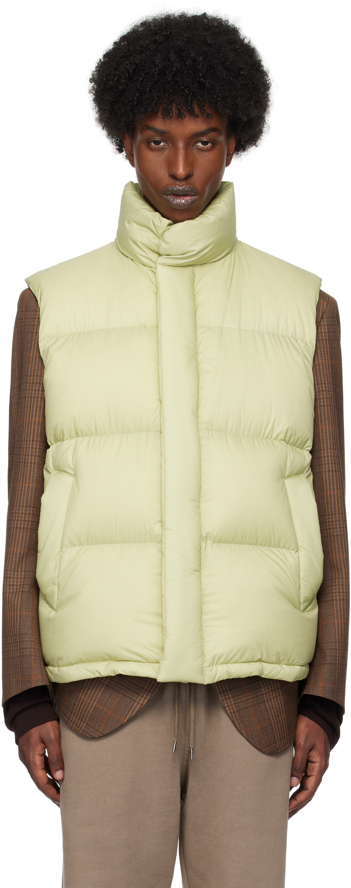 AURALEE Khaki Super Light Nylon Ripstop Down Vest Auralee