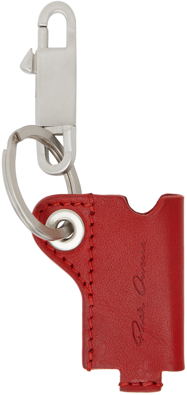 Rick Owens Red & Silver Mini Lighter Holder Keychain Rick Owens
