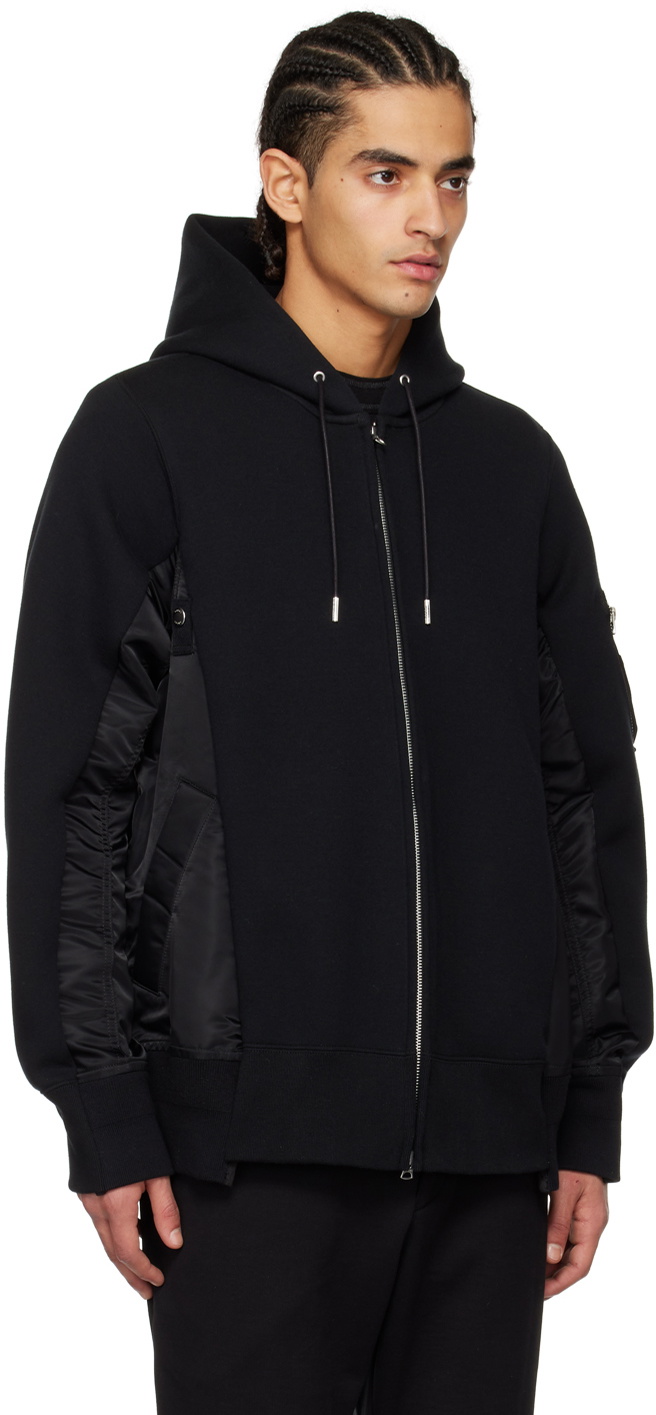sacai Black Sponge Sweat MA-1 Zip Hoodie Sacai