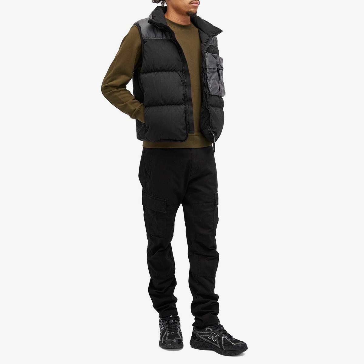 C.P. Company Men's Chrome-R Mixed Down Vest in Black C.P. Company