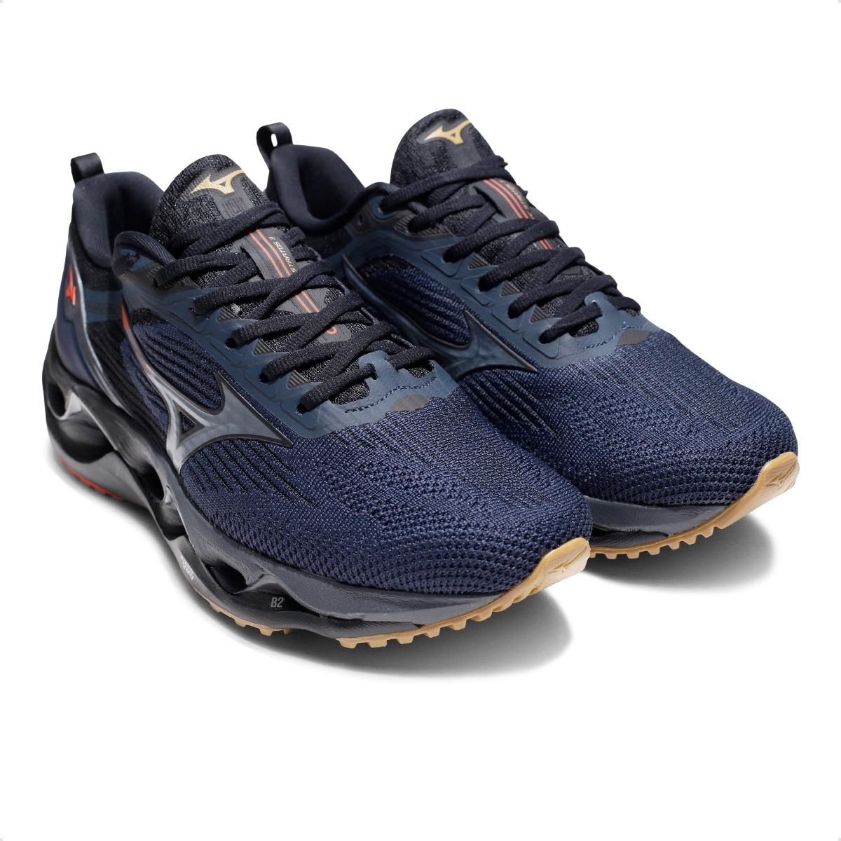 Tênis Mizuno Wave Stratos 3 Unissex Marinho / Preto
