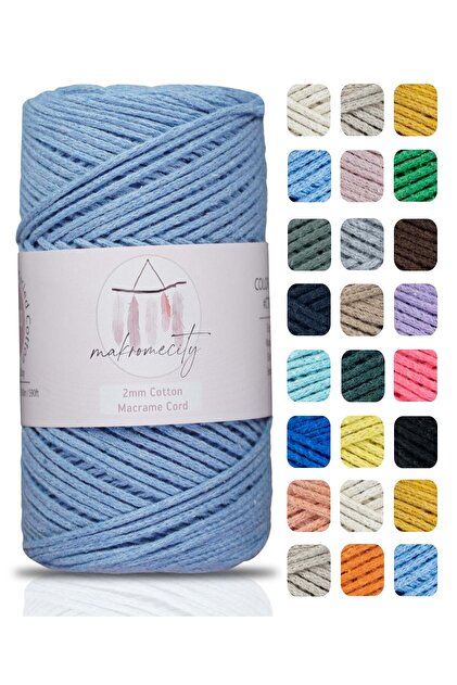 Makromecity Premium Koton Cotton Macrame Rope Baby Blue 200 Gr 150