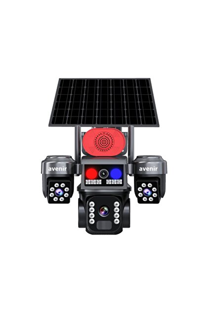 Avenir AV-S463 Siyah Sim Kartlı 3 Kameralı 4G Güneş Enerjili Solar