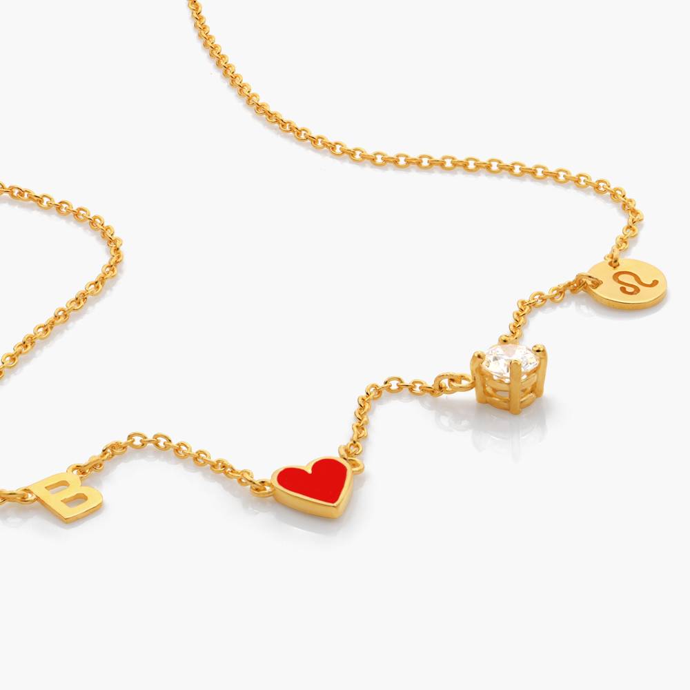Inez Initial Heart Necklace With Premium Diamond - Gold Vermeil