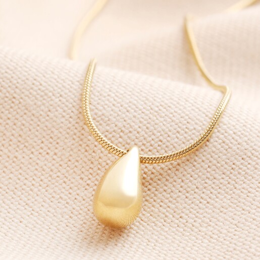 Stainless Steel Teardrop Necklace in Gold | Lisa Angel