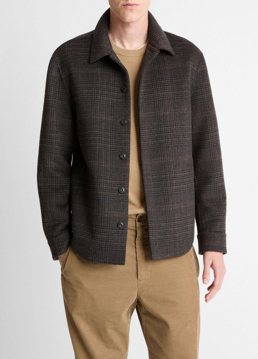 Plaid Splittable Wool-Blend Shirt Jacket in Shirt Jackets | Vince
