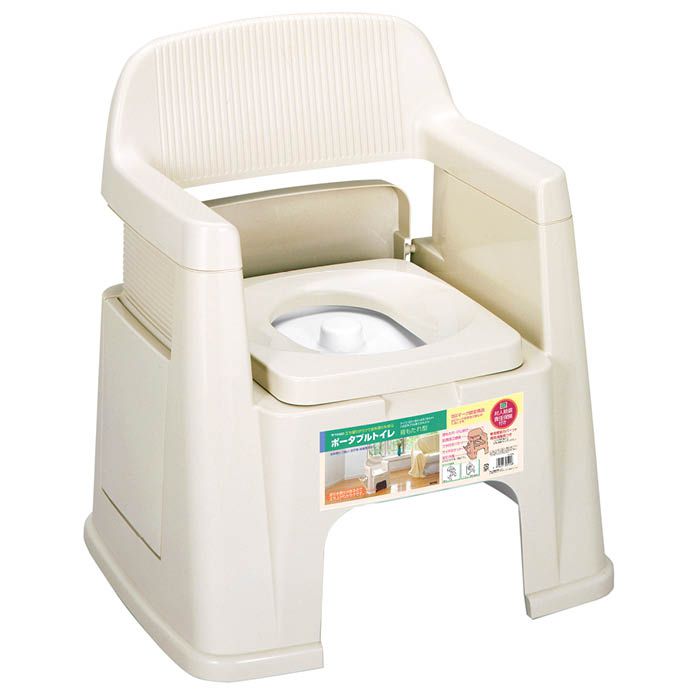 新輝合成 ポータブルトイレ 背もたれ型 ベージュの通販｜トイレ介護