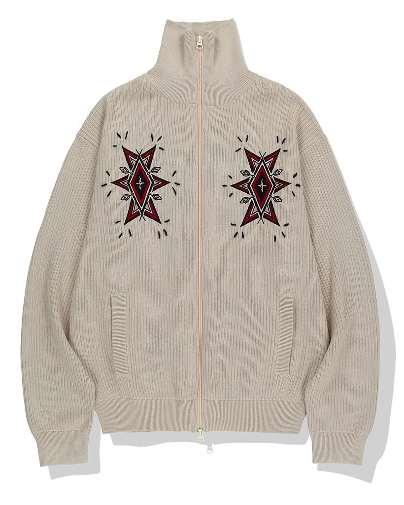 Angel Argyle Knit Track Jacket - Beige | ファッション通販サイト NUGU