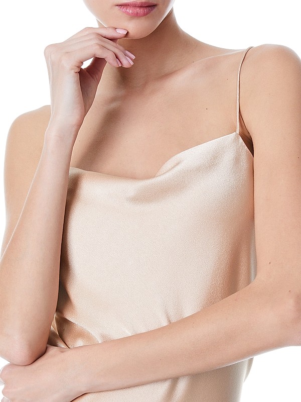 ALICE + OLIVIA Harmon Draped Satin Tank Top | Saks Fifth Avenue