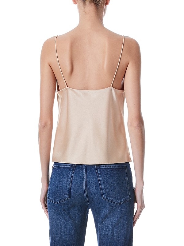 ALICE + OLIVIA Harmon Draped Satin Tank Top | Saks Fifth Avenue